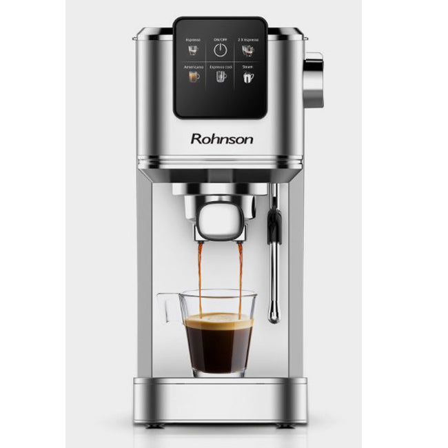 Rohnson Hot & Cold Ημιαυτόματη για Αλεσμένο Καφέ Ασημί R-98016