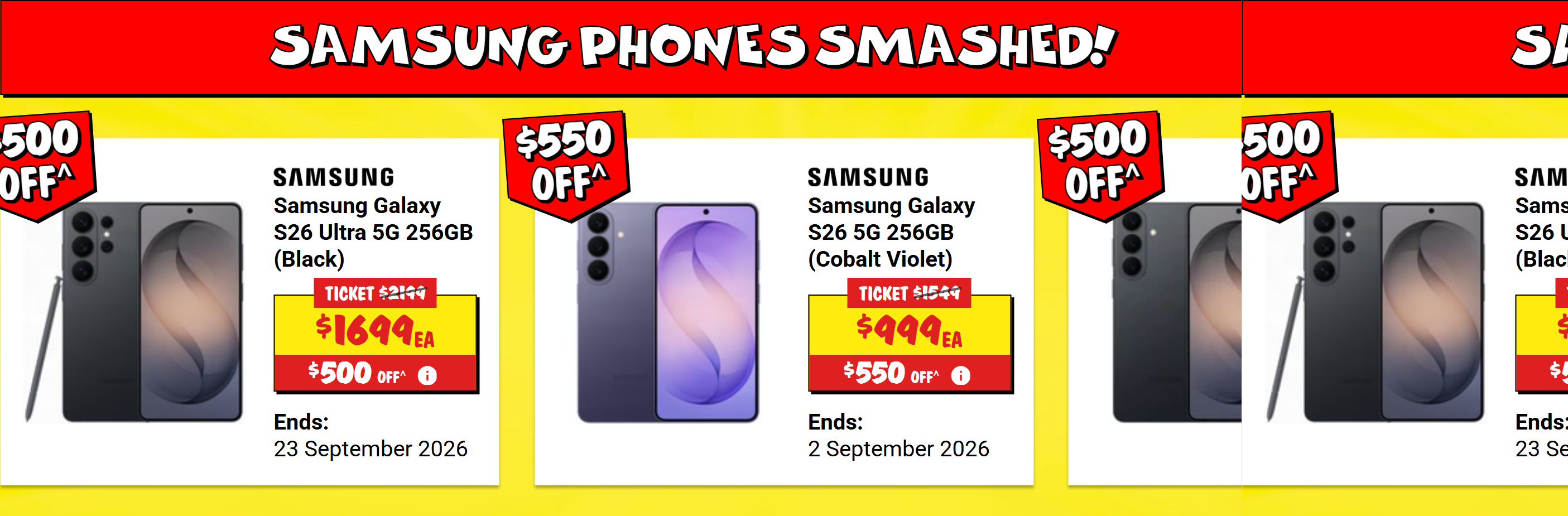 Samsung phones smashed